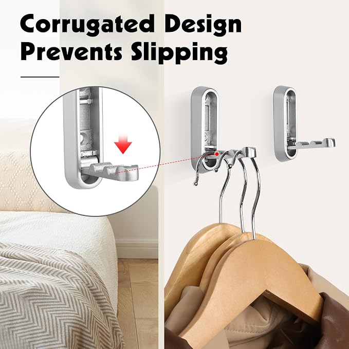 Folding Wall Hooks, 6 Pack, Zinc Alloy, Heavy Duty Coat Hooks | 90° Foldable - Image 6