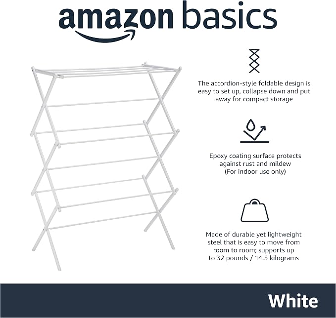 Amazon Basics Foldable Portable Clothes Drying Rack - Image 2