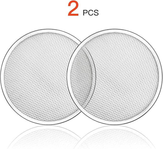 2 Pack 12-Inch Pizza Screen,Aluminum Pizza Baking Screen, Seamless