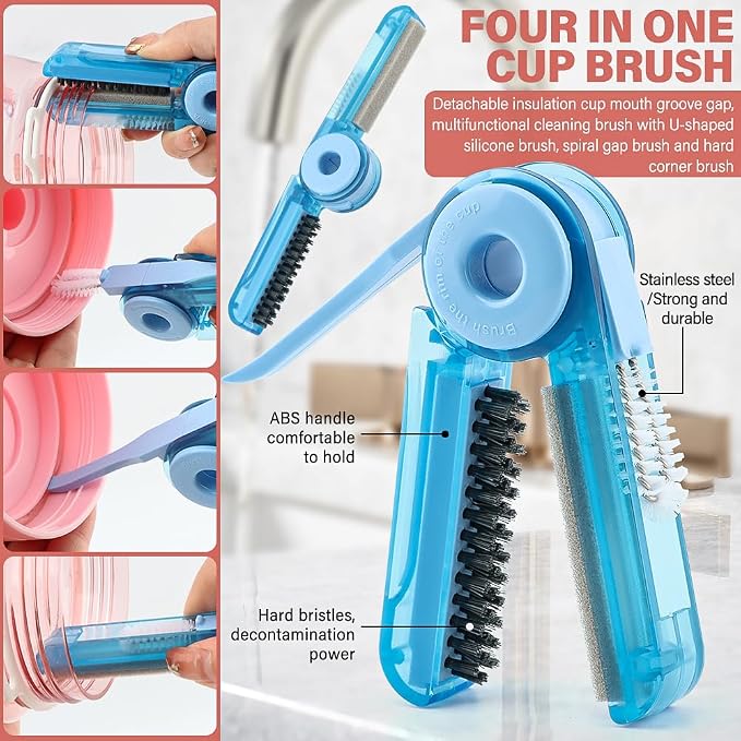 4Pcs Cup Cleaning Kit with Extra Long Straw Cleaner Brush, 4 in 1 Bottle Gap - Image 3