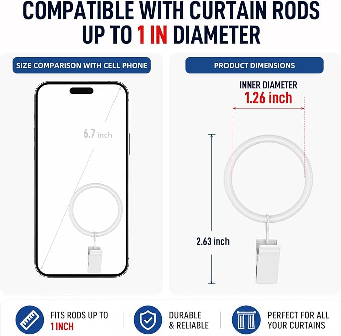 Lansian 44 Pack Curtain Rings - Image 6