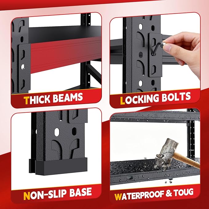 7000LBS Storage Shelves Heavy Duty, Metal Storage Shelves 4 Tier Units Adjustable Utility Rack Shelf, Heavy Duty Garage Racks Shelving for Basement, Industrial, Garage Shelving 48" W x 24" D x 70" H