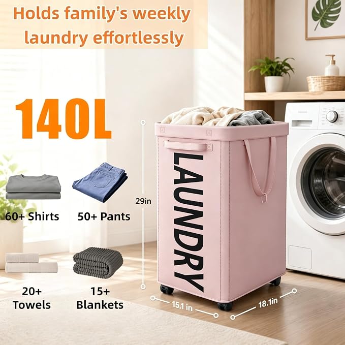 Optish 140L Extra Large Laundry Basket - Image 4