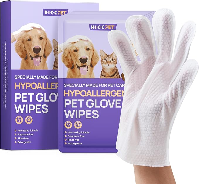 HICC PET Dog Wipes for Dogs & Cats, Individual Glove Packs, Head-to-Tail by HICCPET