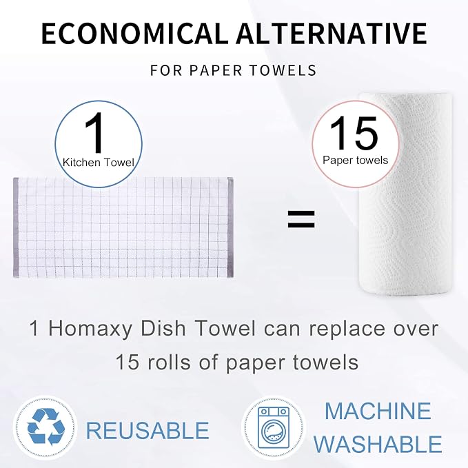 Homaxy 100% Cotton Terry Kitchen Towels, 4 Pack - Image 7
