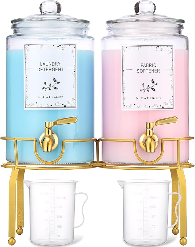 Glass Laundry Detergent Dispenser- 1 Gallon Glass Fabric Softener Dispenser by Ylncicn