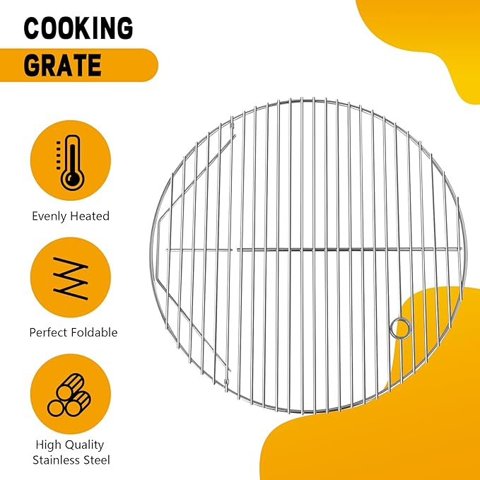 19.5" Cast Iron Round Grill Grate Grid for Pit Boss K24,Akorn Kamado Ceramic Grill,Char-Griller 16620,Louisiana Grills K24,Solid Rod Round Coookin Grate Grill Grids