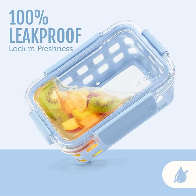 Ello Duraglass 3.4 Cup Glass Meal Prep Containers, 5 Pack, Leakproof BPA-Free - Image 5