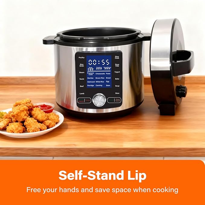 OLIXIS 24-in-1 Electric Pressure Cooker 6.34 Quart, Stainless Steel Multi-Cooker for Canning, Slow Cook, Yogurt, Steam, Rice, Soup, Bean, Poultry, Beef, Bake, Stew & Porridge, Family Size
