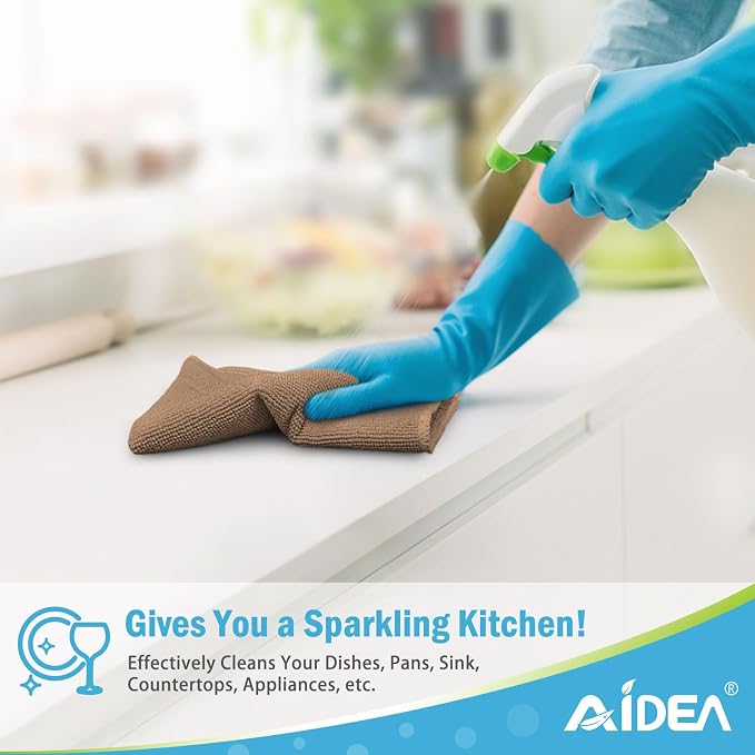 AIDEA Brown Microfiber Cleaning Cloth-12PK, Cleaning Rags 12"x12" Absorbent | - Image 5