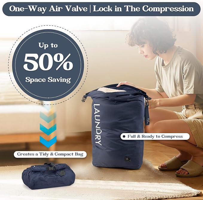 Travel Laundry Bag, Vacuum Compression Dirty Clothes Travel Bag - Image 4