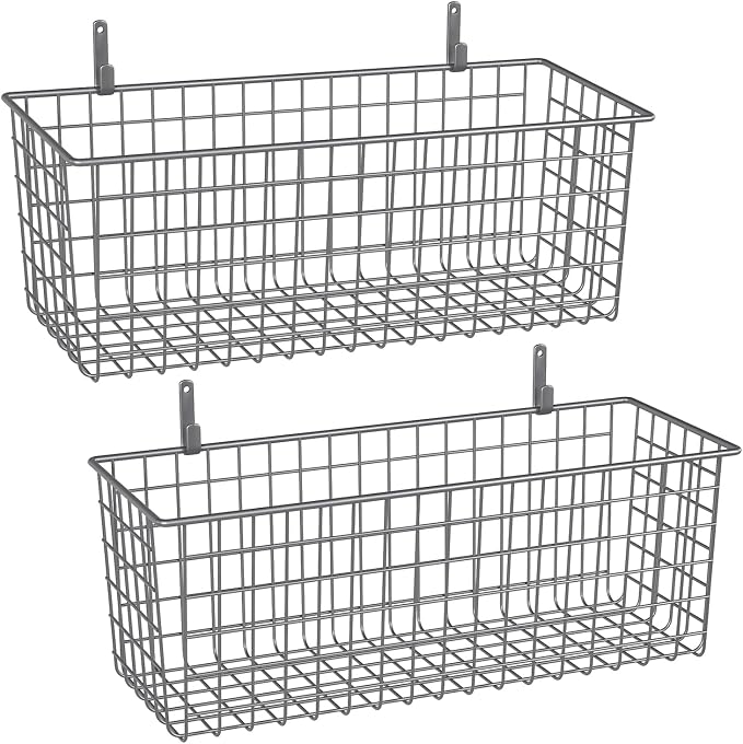 Kinlink 2 Sets Grey Extra Large Hanging Wall Basket by KINLINK