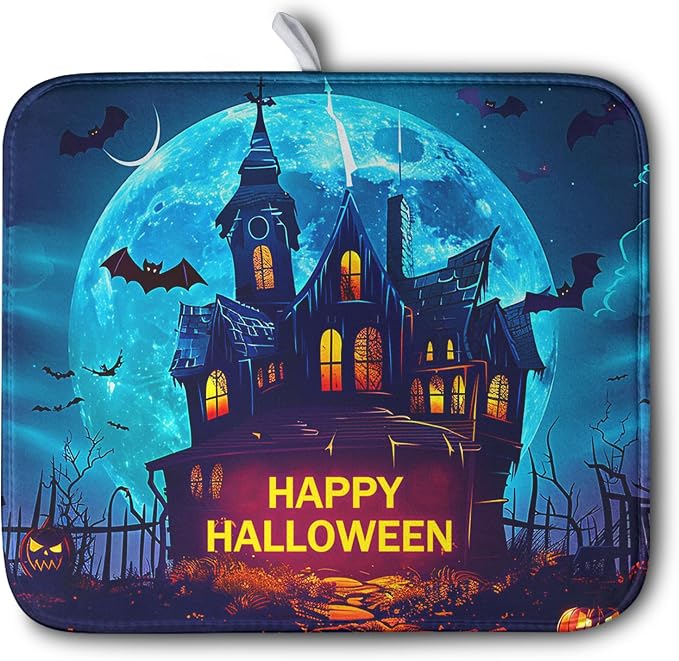 Happy Halloween Dish Drying Mat by Kwlegh