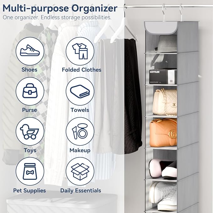 Whitmor Hanging Shoe Organizer, 8 Shelves-Hanging Closet Organizer, Hanging - Image 5