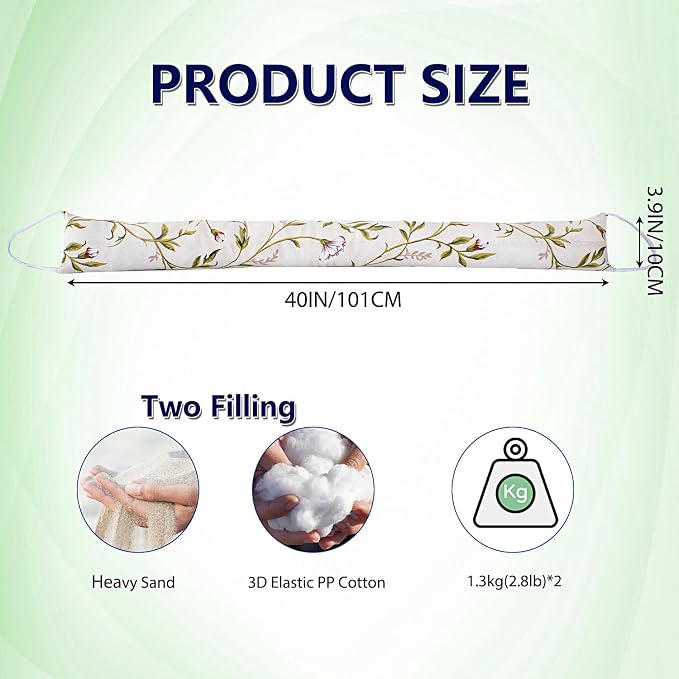 2 Pack 40 Inch 4 Inch Wide Under Door Blocker Door Draft Stopper, Bottom - Image 2