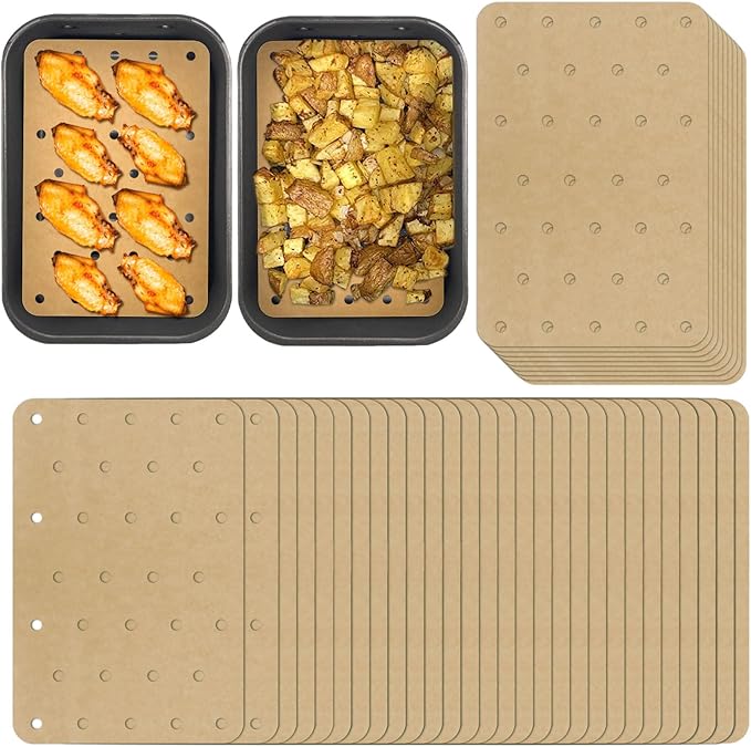200 Sheets Air Fryer Disposable Paper Liner Compatible with Ninja DZ201/DZ401 Dual Airfryer Baking,Rectangular Perforated Parchment Paper Double Basket Air Fryers Accessories