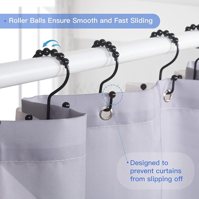 SUTINE Shower Curtain Hooks, Stainless Steel Bathroom Shower Hooks - Image 4