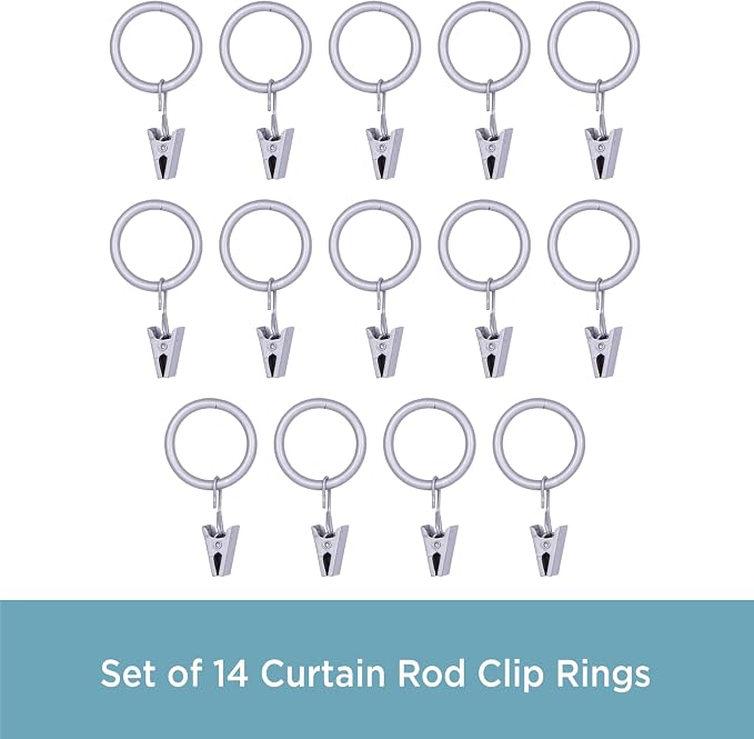 Kenney Clip Rings for 5/8" to 3/4" Diameter Curtain Rods, Brushed Nickel - Image 4