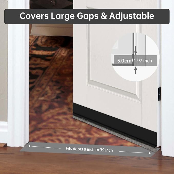 Self-Adhesive Brush Door Sweep, 39.37" L x 2" W, Blocks Dust and Noise - Image 4