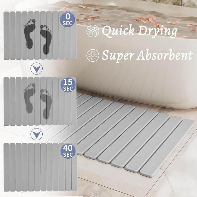 Large Stone Bath Mat 31.5 x 19.7in, Diatomaceous Earth Mat - Image 4