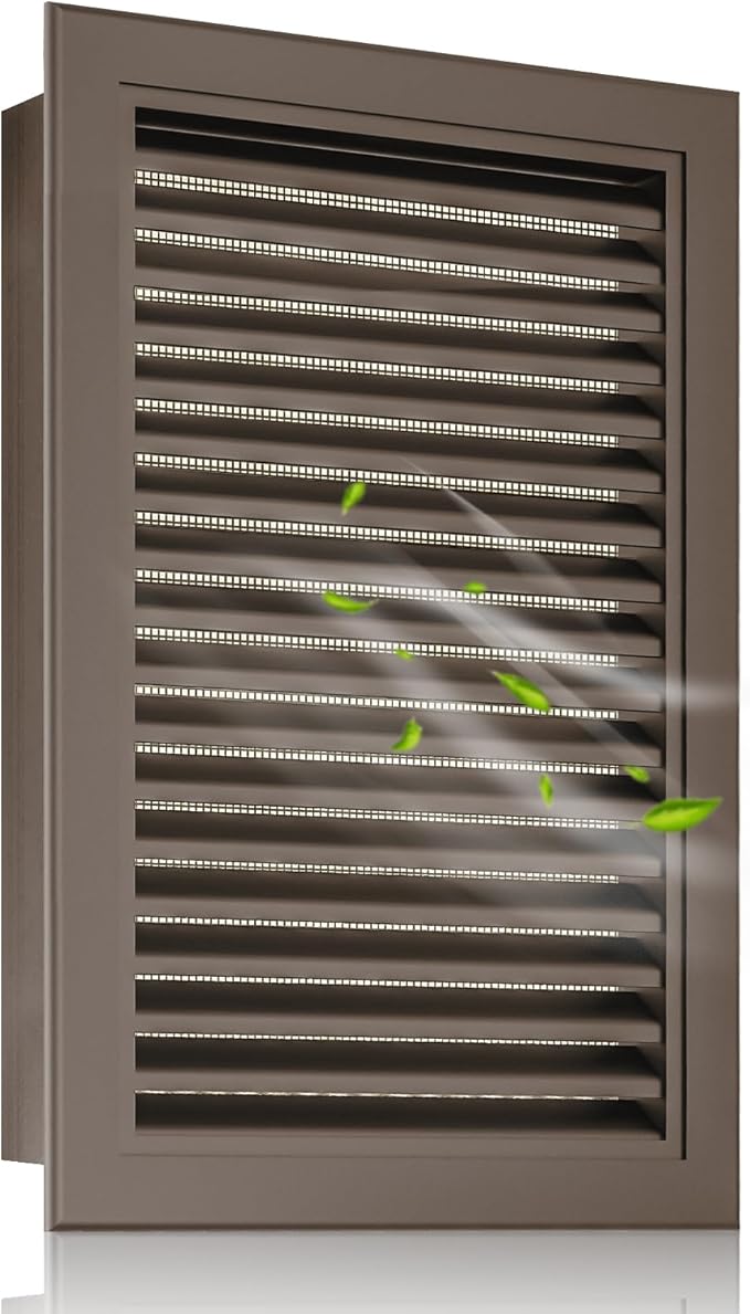 16"x22" Gable Vent Aluminum Alloy – Durable Garage & Shed Vent, Rustproof Mesh to Stop Critters, Enhanced Ventilation, Opening 14"x20" Brown