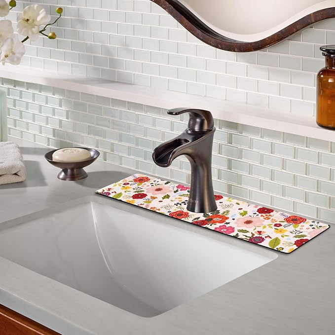 Sink Faucet Absorbing Mat, 2 Pack Drying Mat Around Faucet Sink Splash Guard - Image 7