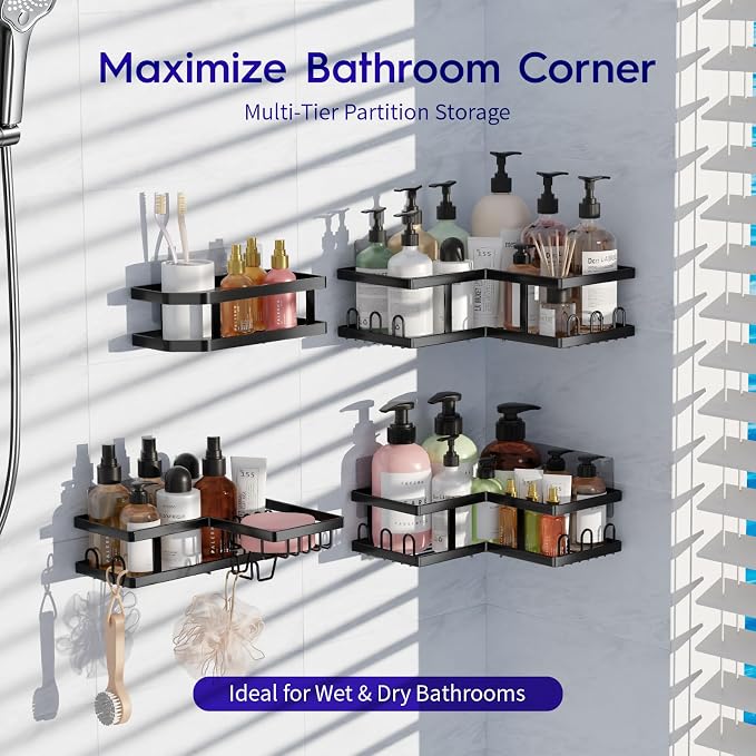 Youvip Shower Caddy Corner No Drilling-Adhesive, Shower Shelves-Rustproof - Image 4