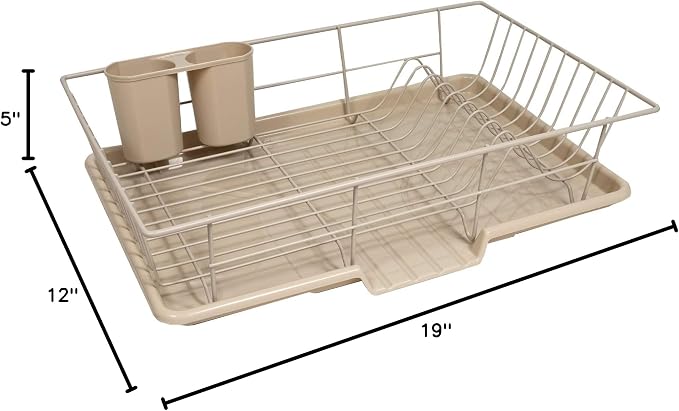 Sweet Home Collection Metal, Plasic 3 Piece Dish Drainer Rack Set - Image 2