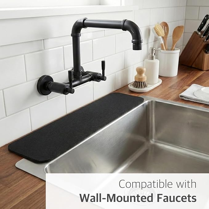 Customizable Kitchen Sink Faucet Mat: 24" Lx4 W Absorbent Splash Guard | 2PCS - Image 7