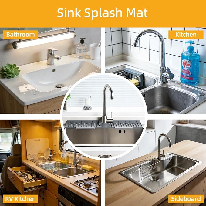 24" Silicone Sink Mat for Kitchen, Sink Splash Guard Behind the Faucet - Image 8