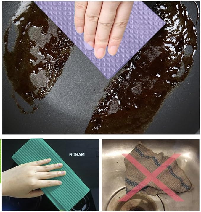 Reusable Cleaning Cellulose Sponge Cloths Absorbent Wipes Clean Kitchen Car - Image 7