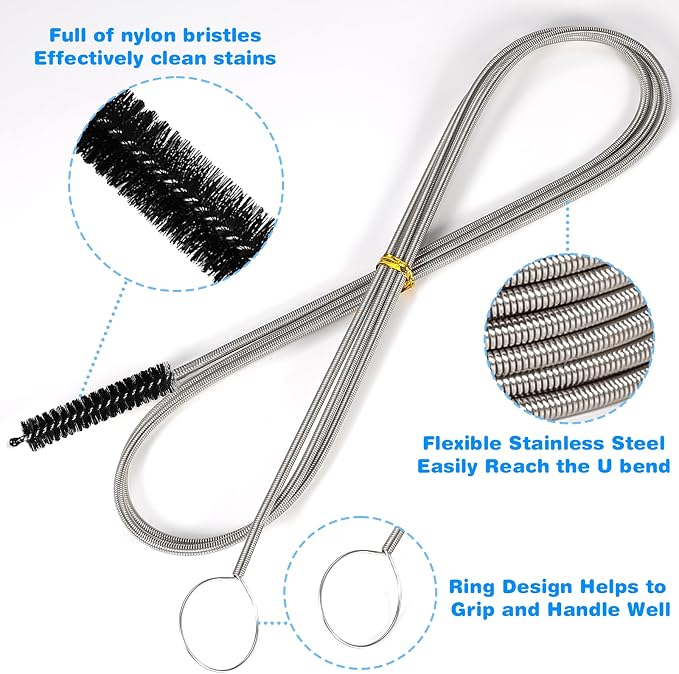 Ixiaoyoo 11 Pcs Cleaning Brushes Set, 8 Inch + 60 Inch Cleaner Brushes | Black - Image 3