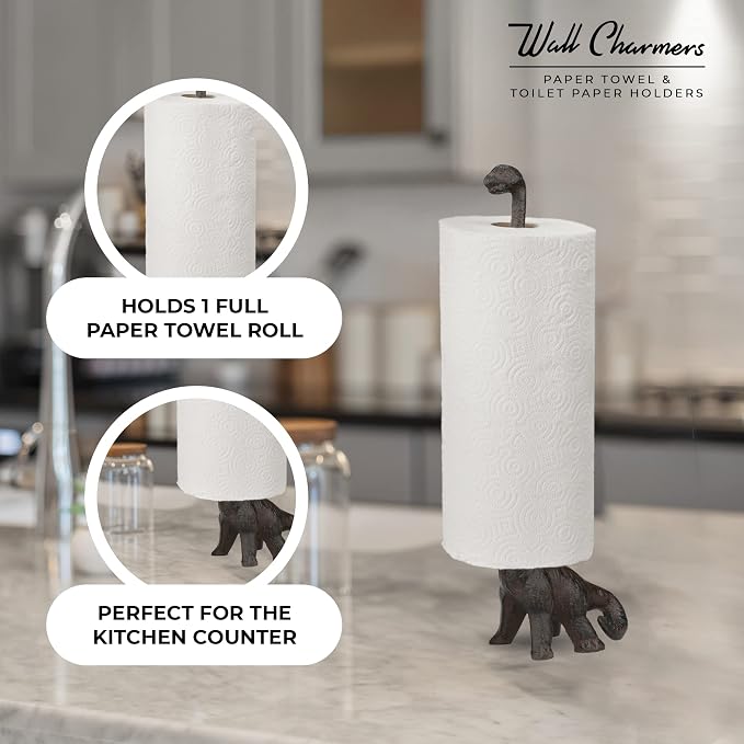 WallCharmers Rustic Paper Towel Holder, Metal Toilet or Kitchen Paper Holder - Image 4