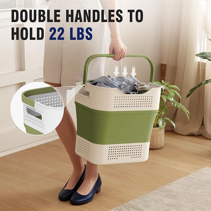 TECHMILLY Collapsible Plastic Laundry Basket Hamper - Image 4