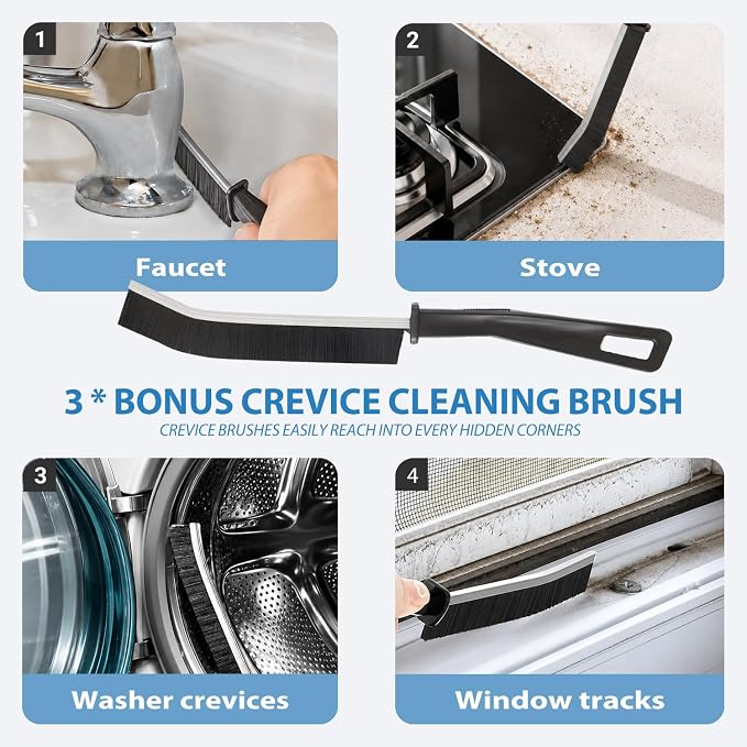 Floor Scrub Brush with Long Handle, 3 in 1 Floor Scrubber, Heavy Duty Stiff - Image 5