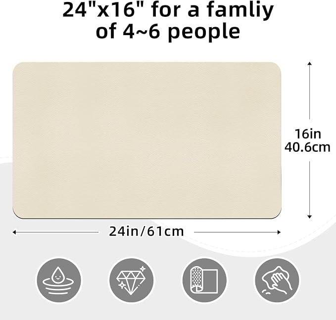 LOPNUR Large Dish Drying Mat for Kitchen Counter, Light Beige | Coffee Mat and - Image 4