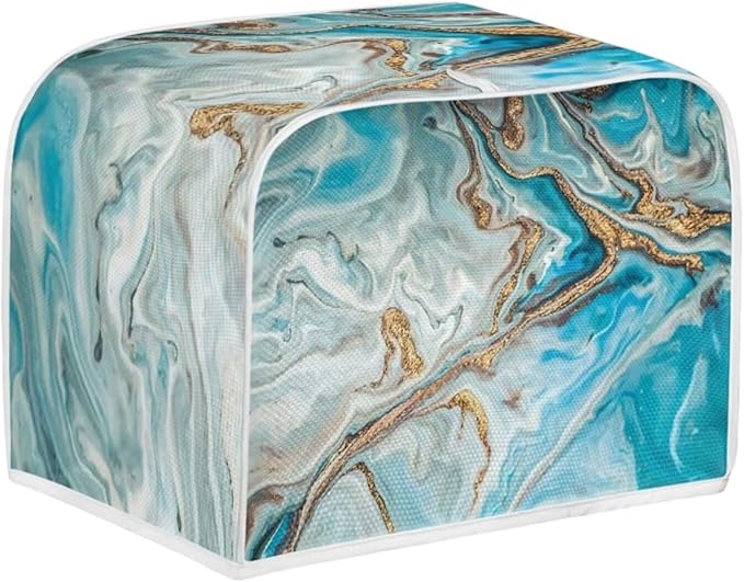 Teal Marble Toaster Dust Cover with Top Hook 2 Slice Kitchen Small Appliance Bread Toaster Oven Dustproof Cover Bakeware Protector