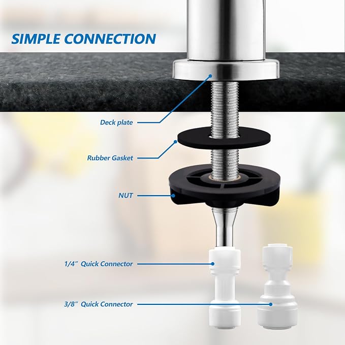 WEWE Drinking Water Faucet for RO System, Non-Air Gap, Brushed Nickel | - Image 6