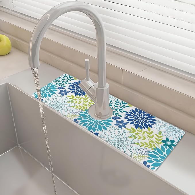 15" X 5.5" Kitchen Sink Splash Guard Faucet Mat Floral Super Absorbent Fast by Unknown
