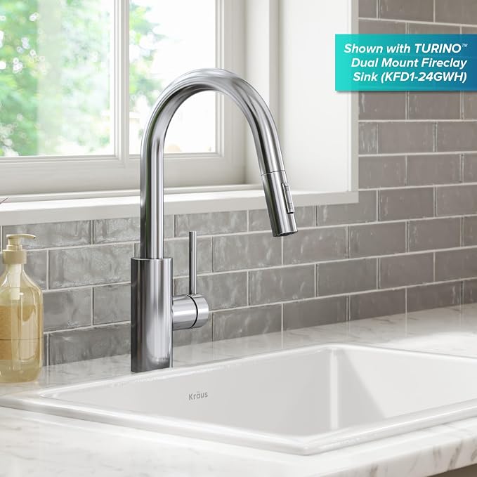 KRAUS Chrome 15 in Single Handle Pull Down Kitchen Faucet KPF-2620CH | - Image 3