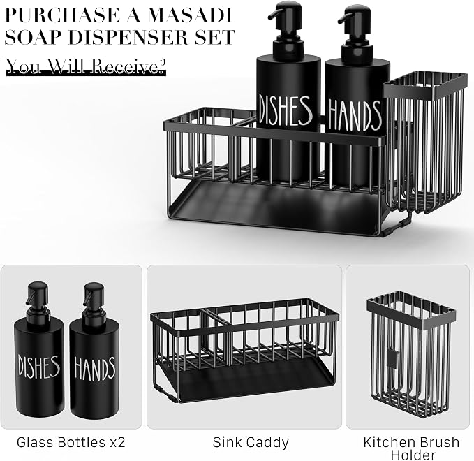 MASADI Kitchen Dish Soap Dispenser Set - Image 3
