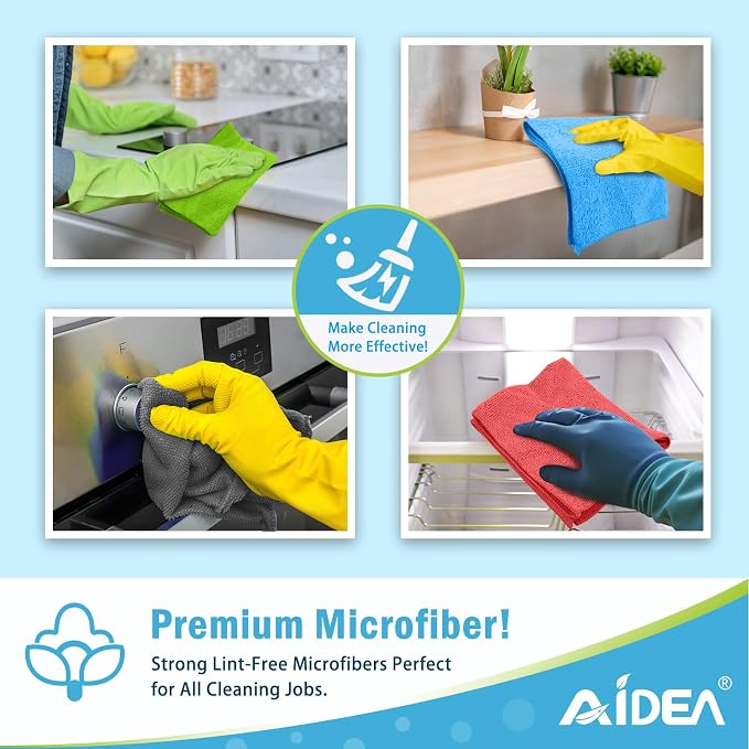AIDEA Microfiber Cleaning Cloth Red-50PK, Soft Absorbent Shop Rags, Microfiber - Image 7