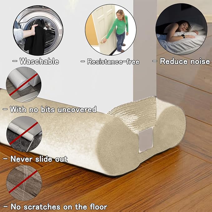 BKSAI Door Draft Stopper for Doors No Adhesive Draught Excluder Under Door Wind - Image 5