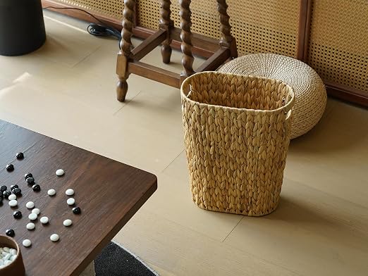Coeusy Wicker Trash Can, Bathroom Trash Can, Water Hyacinth Wicker Waste Basket - Image 8