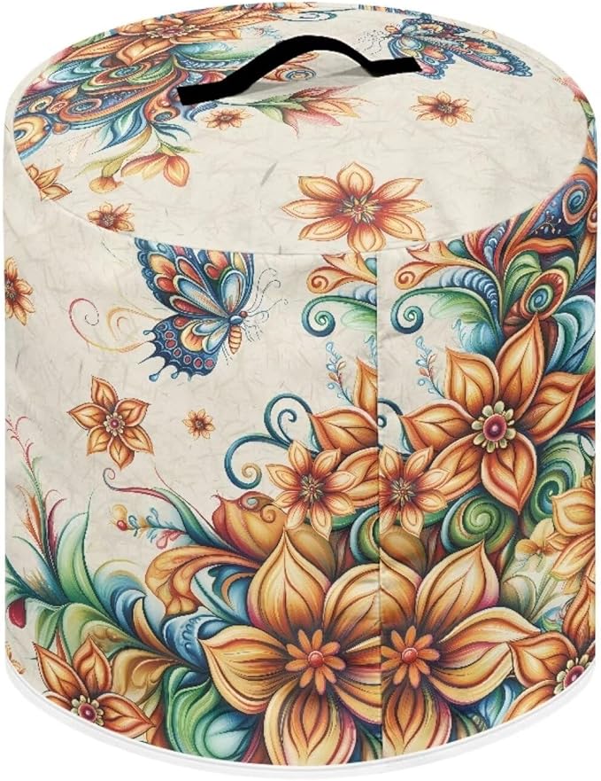 Vintage Floral Pressure Cooker Cover Instant Pot Accessories Instant Pot Kitchen Appliance Dust Cover with Pockets for Rice Cooker Air Fryer Slow Cooker Dust Covers for Kitchen Size S