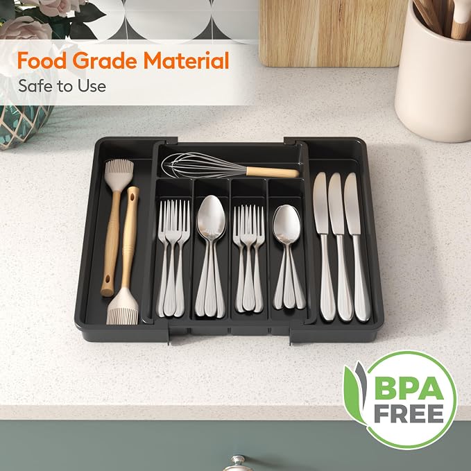 Lifewit Expandable Silverware Drawer Organizer, Kitchen Utensil Tray | BPA-free - Image 6
