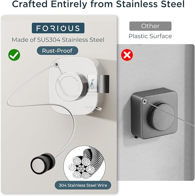 FORIOUS 13.8 Ft Retractable Clothesline, Non-Sagging - Image 4