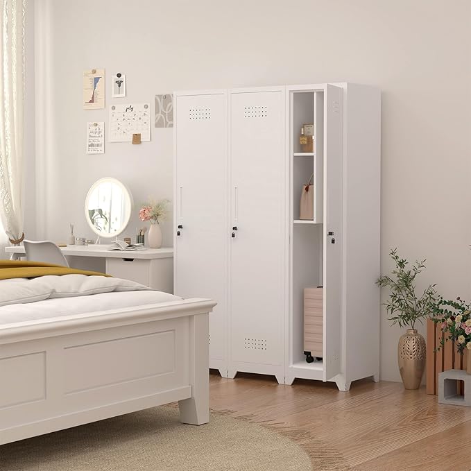 Tall Storage Cabinets,Slim Bathroom Cabinet with Door,Skinny Cabinet with Storage Systems for Laundry,Home Office,White