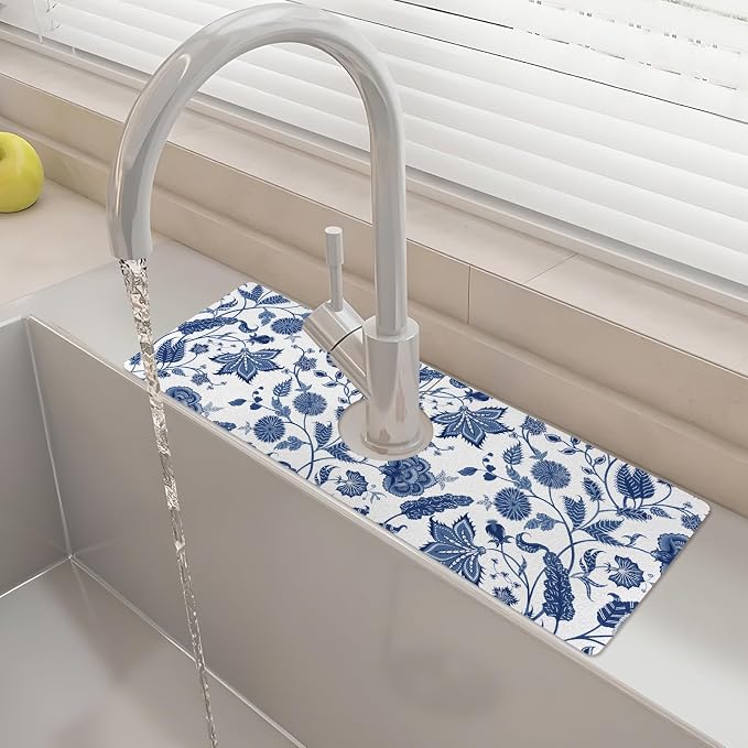 15" X 5.5" Kitchen Sink Splash Guard Faucet Mat Floral Super Absorbent Fast by Unknown