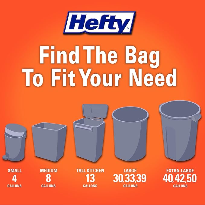 Hefty Ultra Strong Recovered Materials 13 Gallon Kitchen Trash Bags, 80ct | Made - Image 8